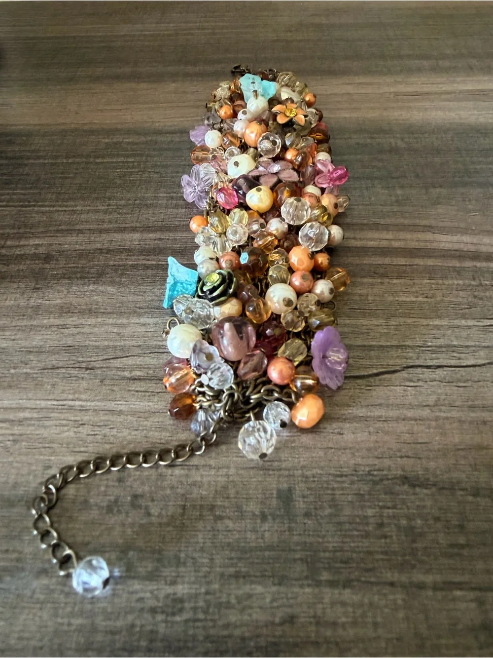 Multicolor Floral Bead Cluster Vintage Boho Bracelet - Women Jewelry